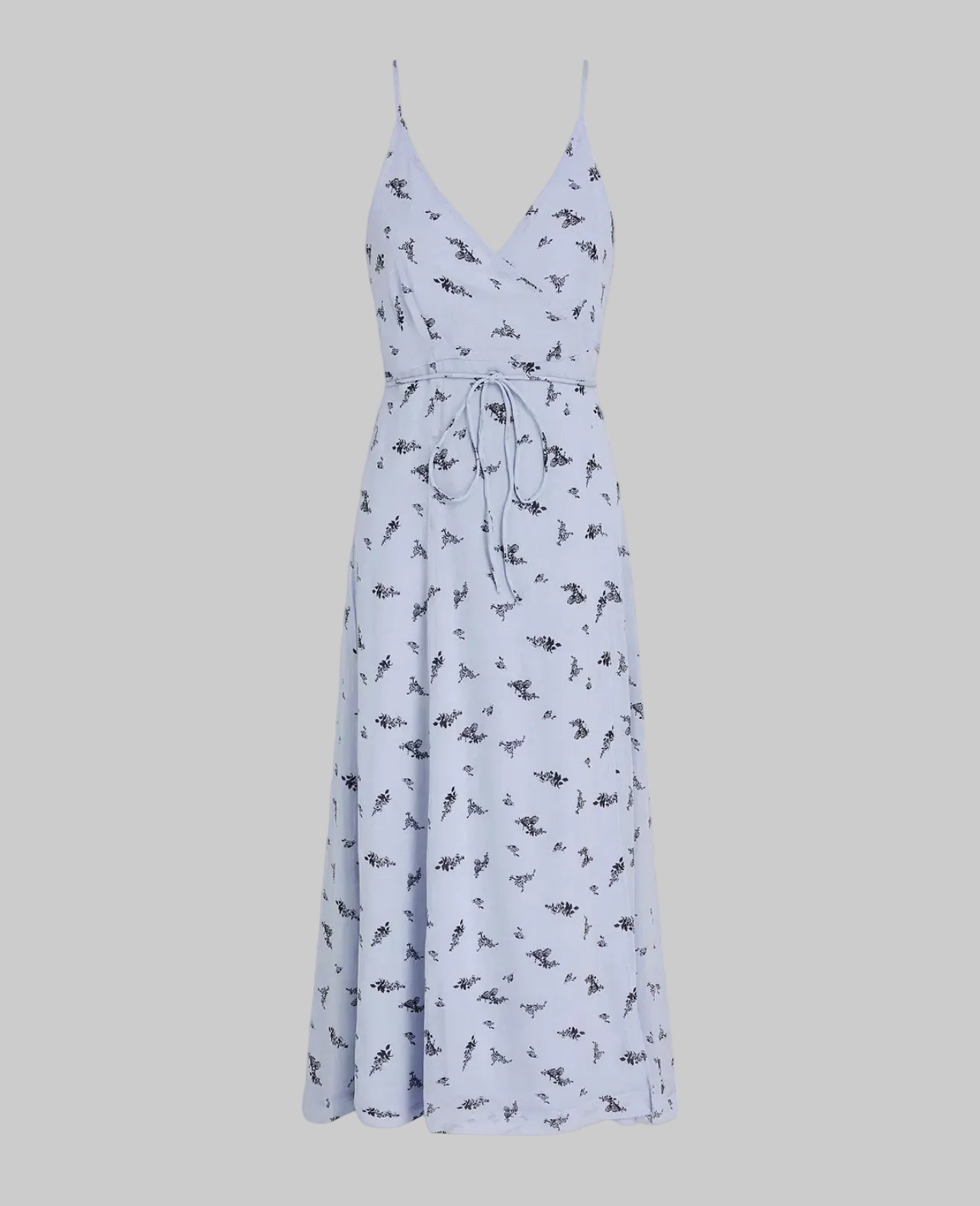 NEW* GANNI Georgette Strap Blue Floral Wrap Dress - Size 38
