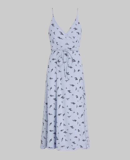 NEW* GANNI Georgette Strap Blue Floral Wrap Dress - Size 38