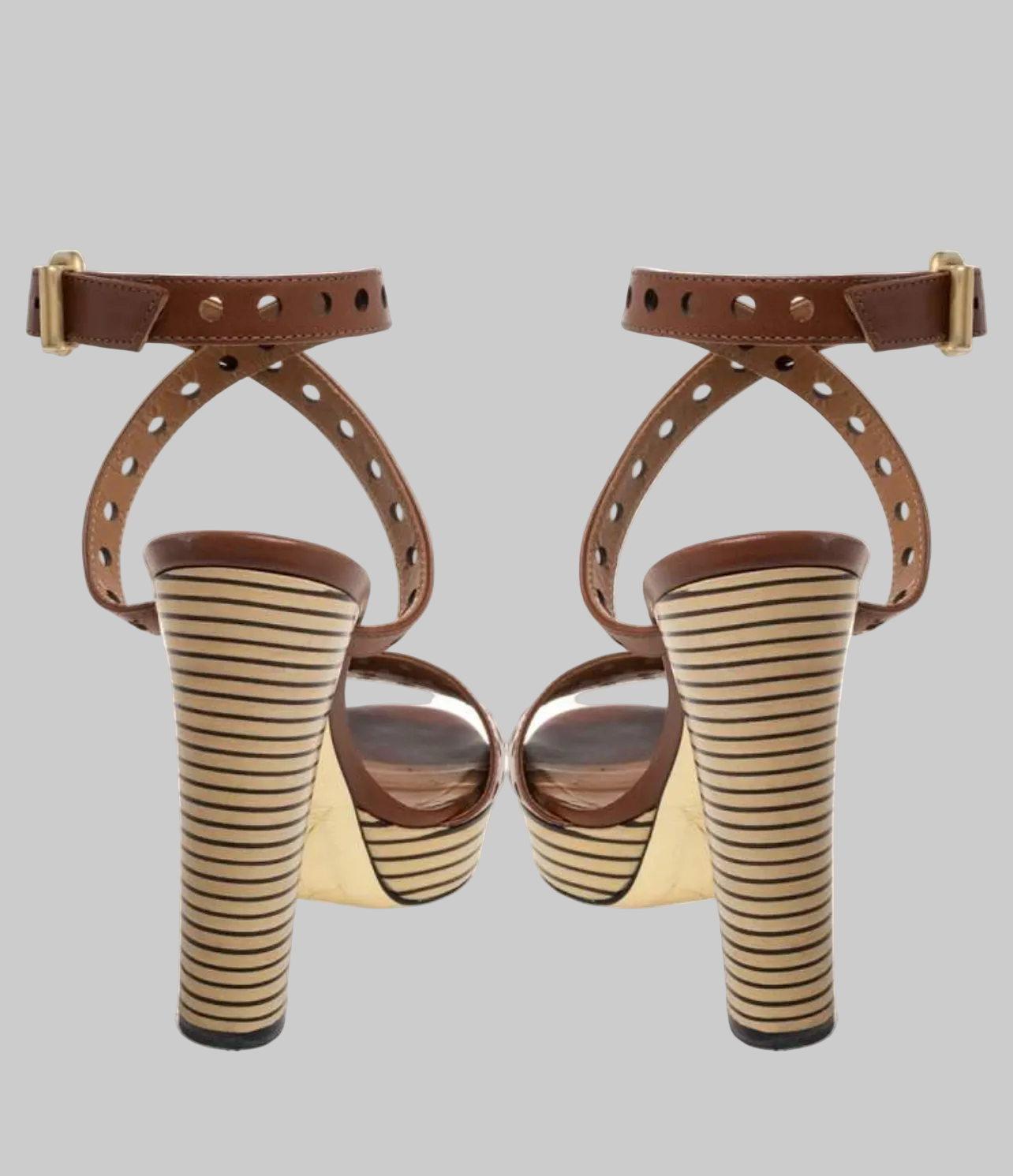 FENDI Brown Perforated Ankle Strap - Size 39