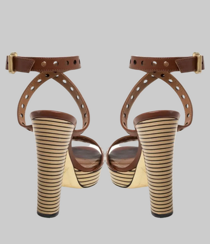FENDI Brown Perforated Ankle Strap - Size 39