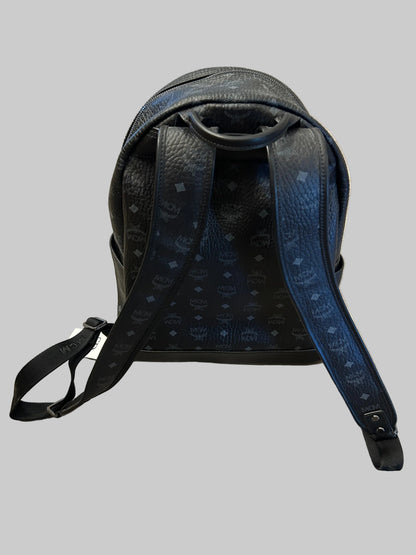 MCM Black Visetos Leather Backpack