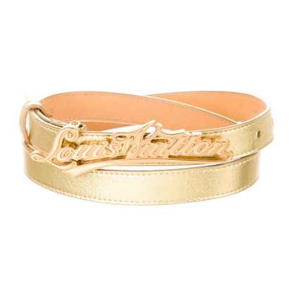 LOUIS VUITTON Vintage Gold Script Belt - Size s