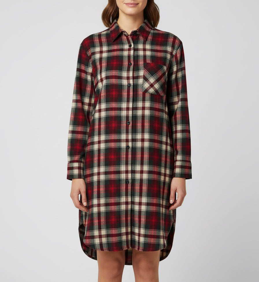 MAJE Long Plaid Button Up - Size 1