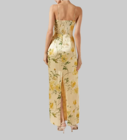 REFORMATION Yellow Silk Frankie Maxi Dress - Size 8