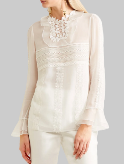 GIAMBATTISTA VALLI Lace Mesh Blouse - Size L