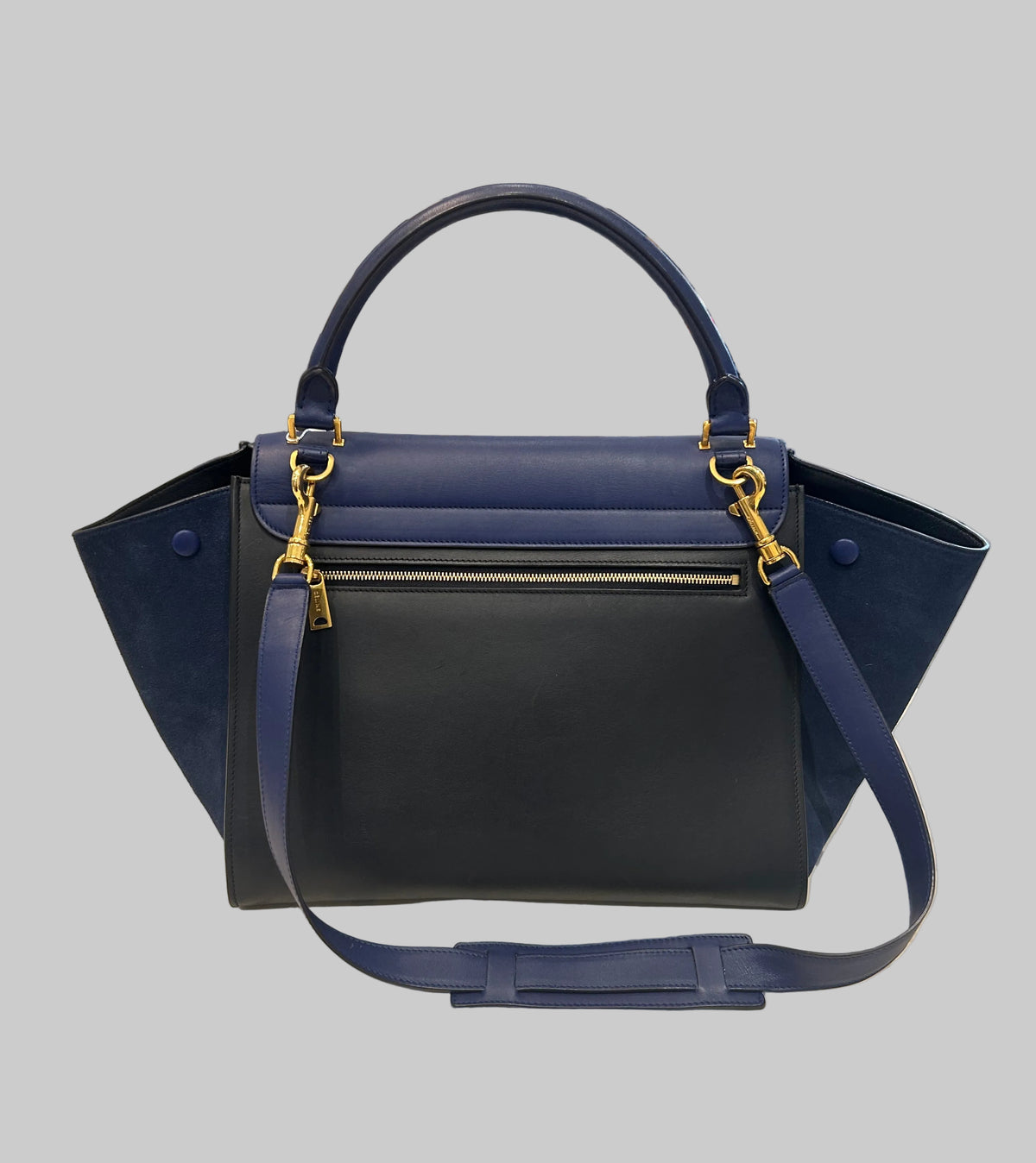 CÉLINE Trapeze Medium Blue Leather Shoulder Bag