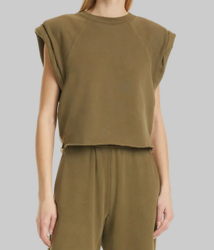 FRAME Roll Sleeve Crop Sweatshirt - Size M