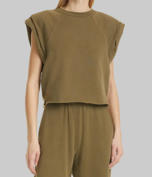 FRAME Roll Sleeve Crop Sweatshirt - Size M