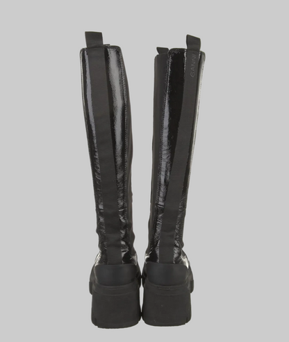 GANNI Patent Leather Chelsea Boot - Size 39