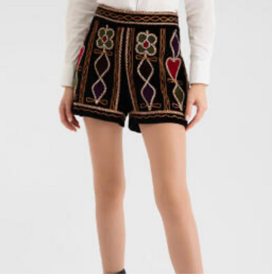 CHRISTIAN DIOR Embroidered Velvet Shorts - Size 6