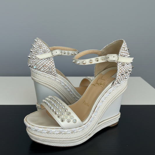 CHRISTIAN LOUBOUTIN Spiked Wedge Espadrille - Size 36