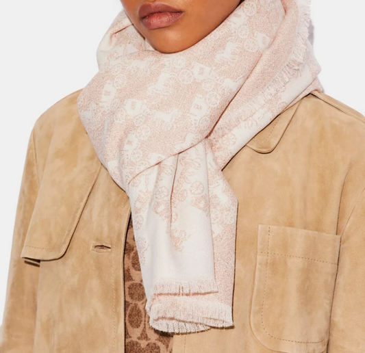 COACH Horse & Carriage Pink Print Shawl