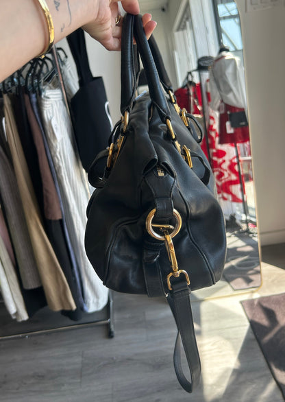 PRADA Bauletto Black Leather Shoulder Bag