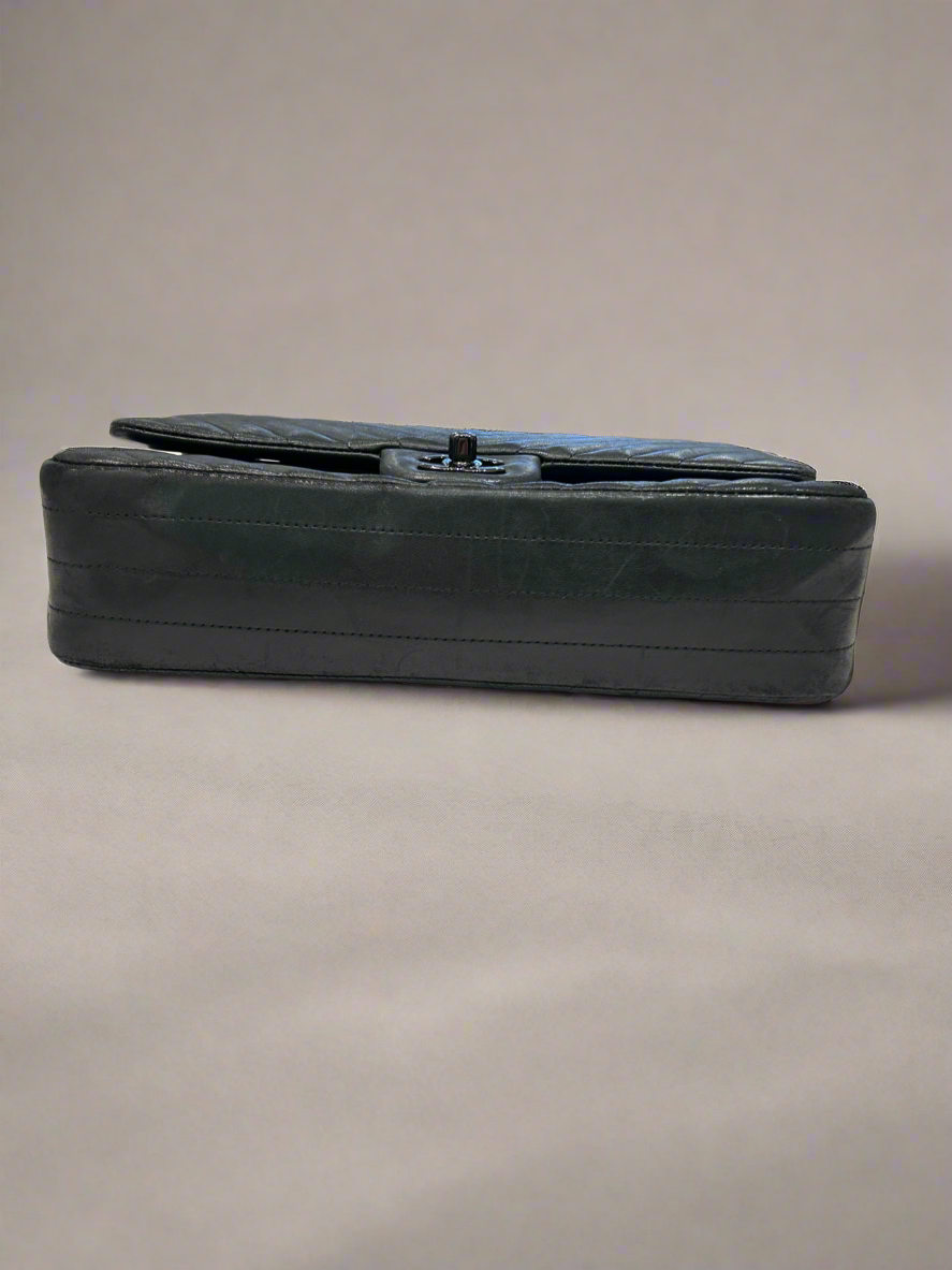 CHANEL Medium So Black Chevron Quilted Lambskin Leather Double Flap