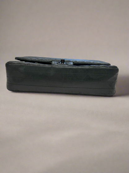 CHANEL Medium So Black Chevron Quilted Lambskin Leather Double Flap