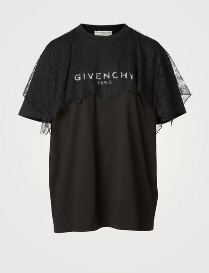 GIVENCHY Floral Lace Panel T-Shirt