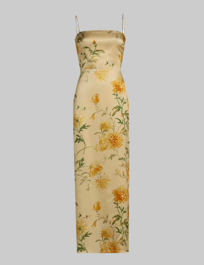 REFORMATION Yellow Silk Frankie Maxi Dress - Size 8