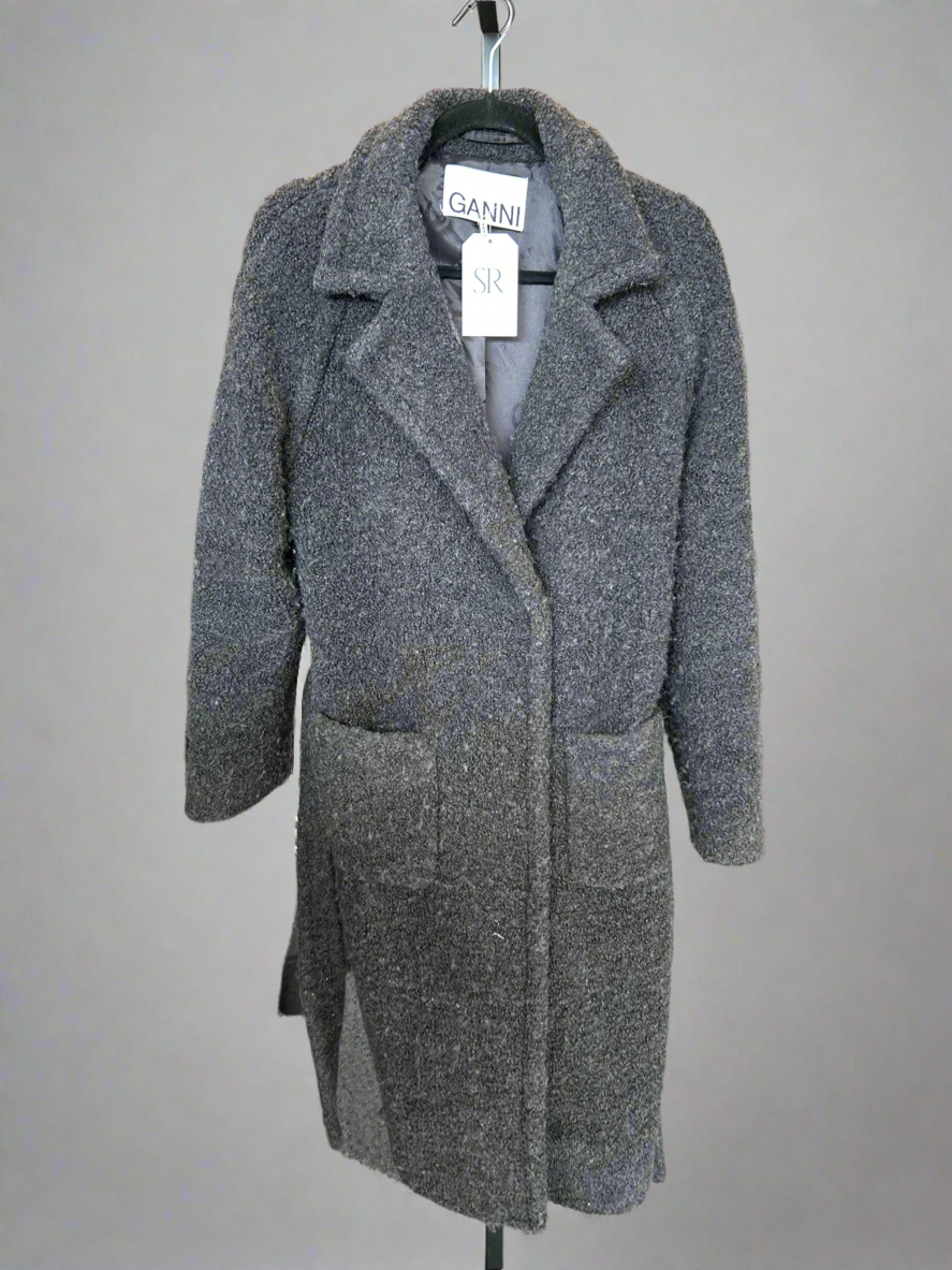 GANNI Charcoal long coat - Size 34