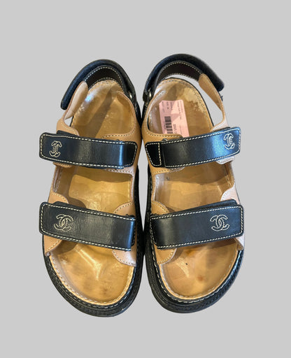 CHANEL Vintage Gate No.5 Dad Sandals - Size 38