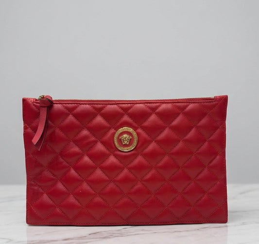 VERSACE Red Quilted Crossbody Bag