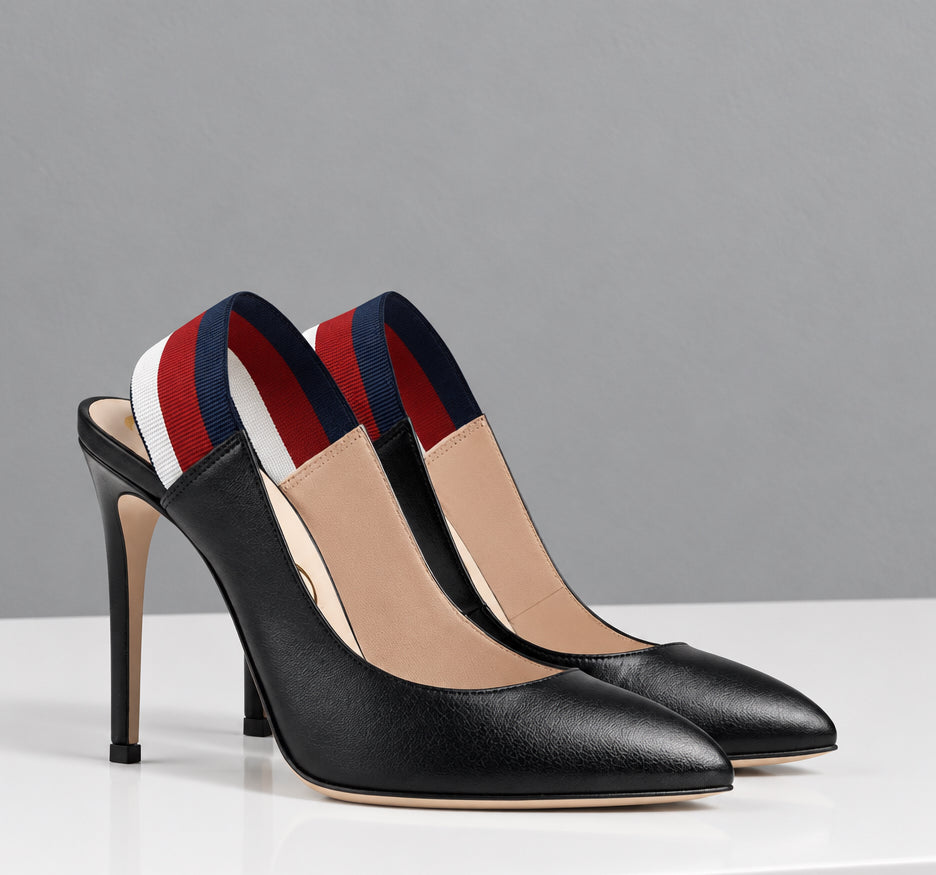GUCCI Sylvie Web Slingbacks - Size 39.5