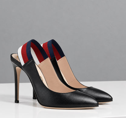 GUCCI Sylvie Web Slingbacks - Size 39.5