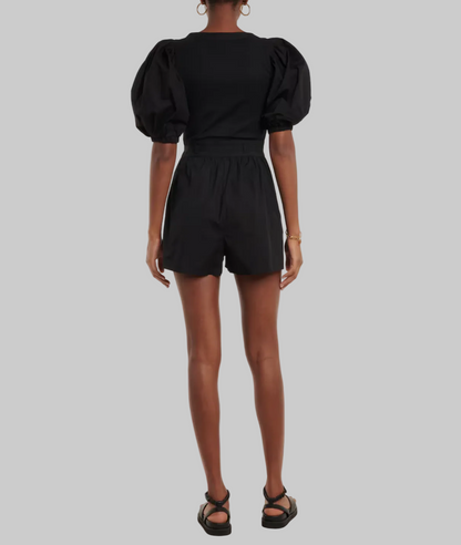 ULLA JOHNSON Black Tie Front Romper - Size 12