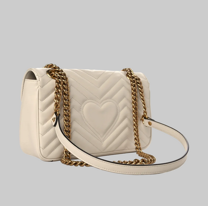 GUCCI Matelasse Small GG Marmont Shoulder Bag White