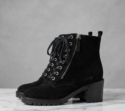 GIANVITO ROSSI Black Lace Up Suede Boots - Size 38.5