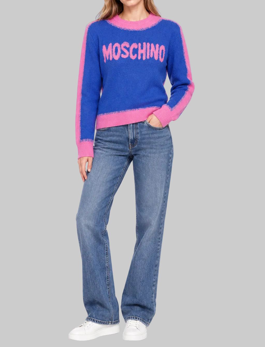 MOSCHINO Blue Paint Sweater - Size M