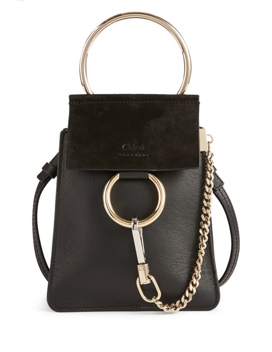 CHLOÉ Small Faye Leather And Suede Bracelet Bag