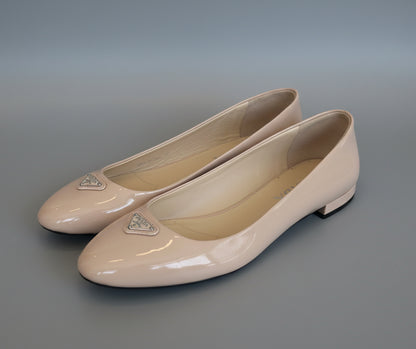 PRADA Patent Nude Flats - Size 39