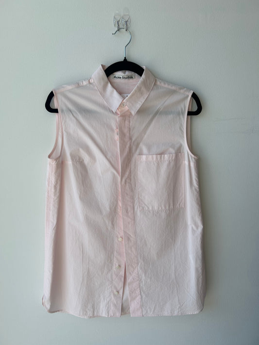 ACNE STUDIOS Sleeveless Collared Pink Button Up - Size 36