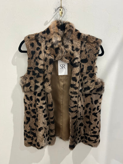 MICHAEL KORS Leopard Print Fur Vest - Size s
