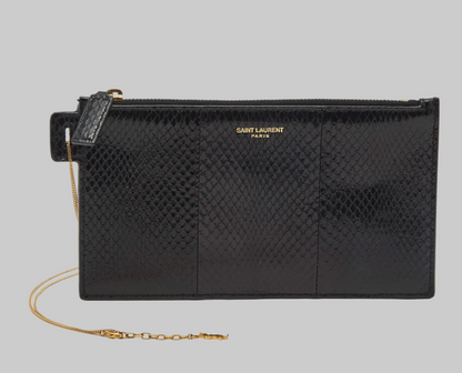 SAINT LAURENT Ayers Watersnake Leather Chain Pouch