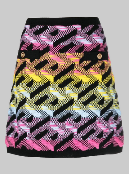 VERSACE Multicoloured Knit Mini Skirt - Size 42