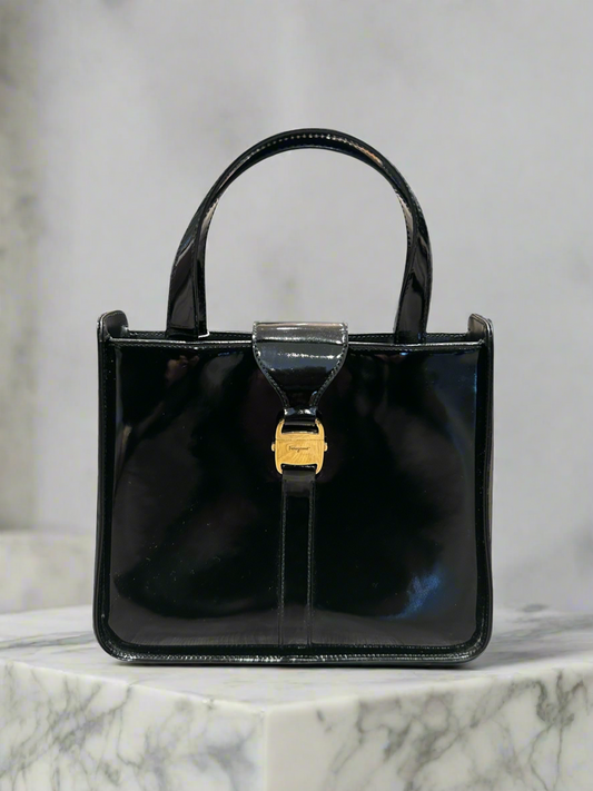 SALVATORE FARRAGAMO Patent Top Handle Bag (no long strap)