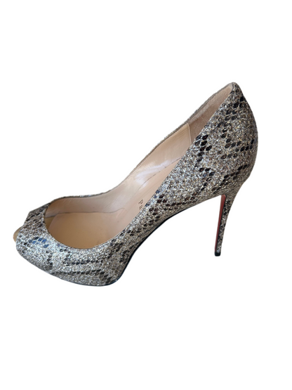 CHRISTIAN LOUBOUTIN Snakeskin Glitter Pumps size - 37