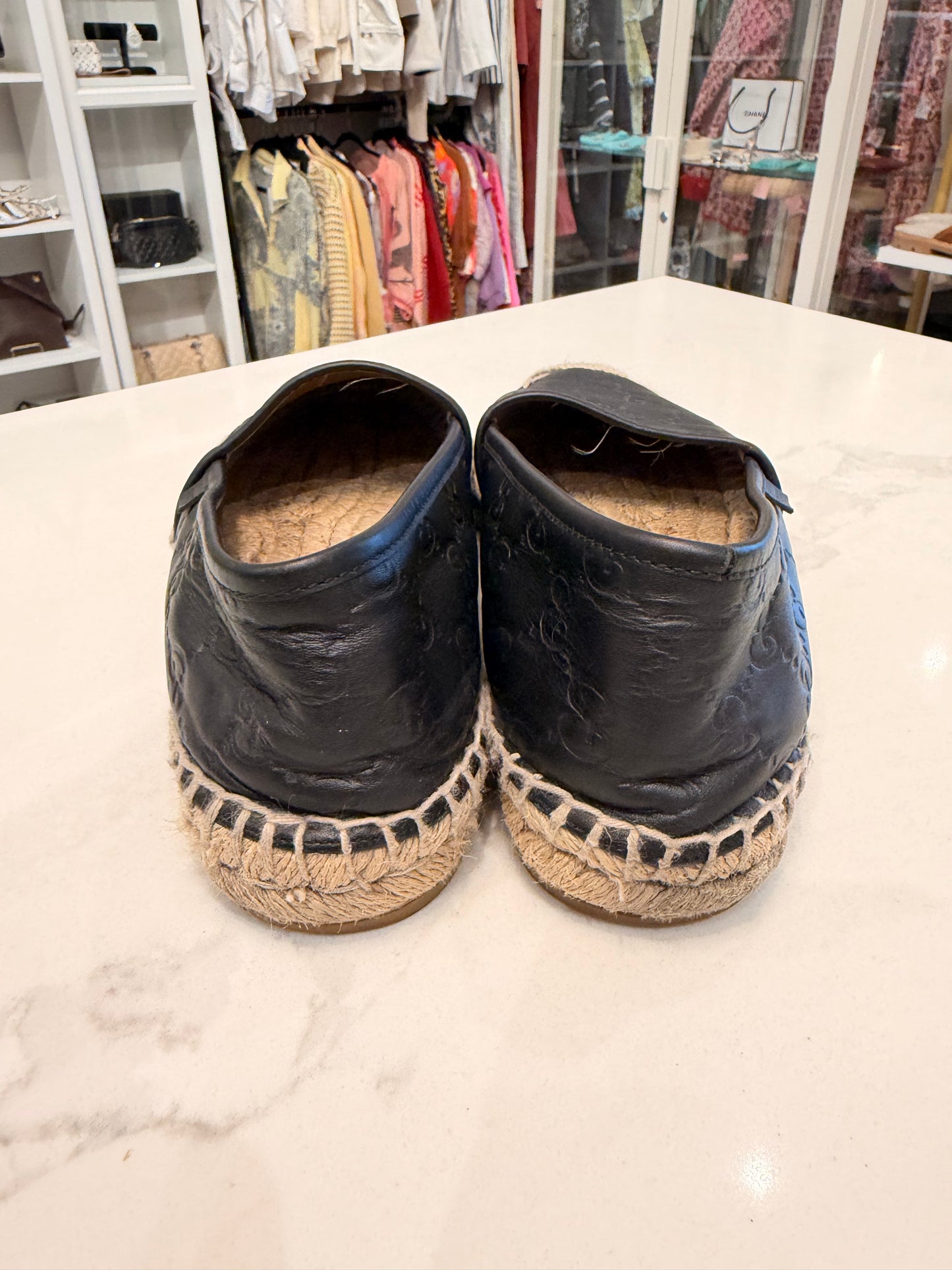 GUCCI Leather Guccissima Espadrille Flats - Size 39