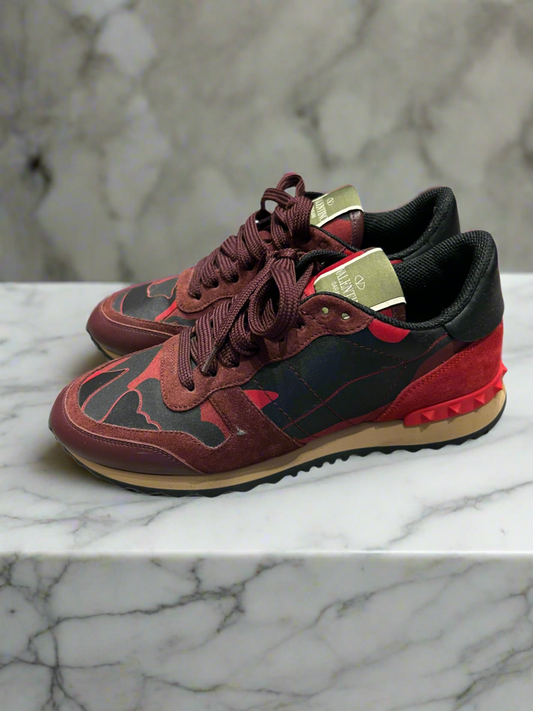 VALENTINO Rockstud Red Camo Sneakers - size 38