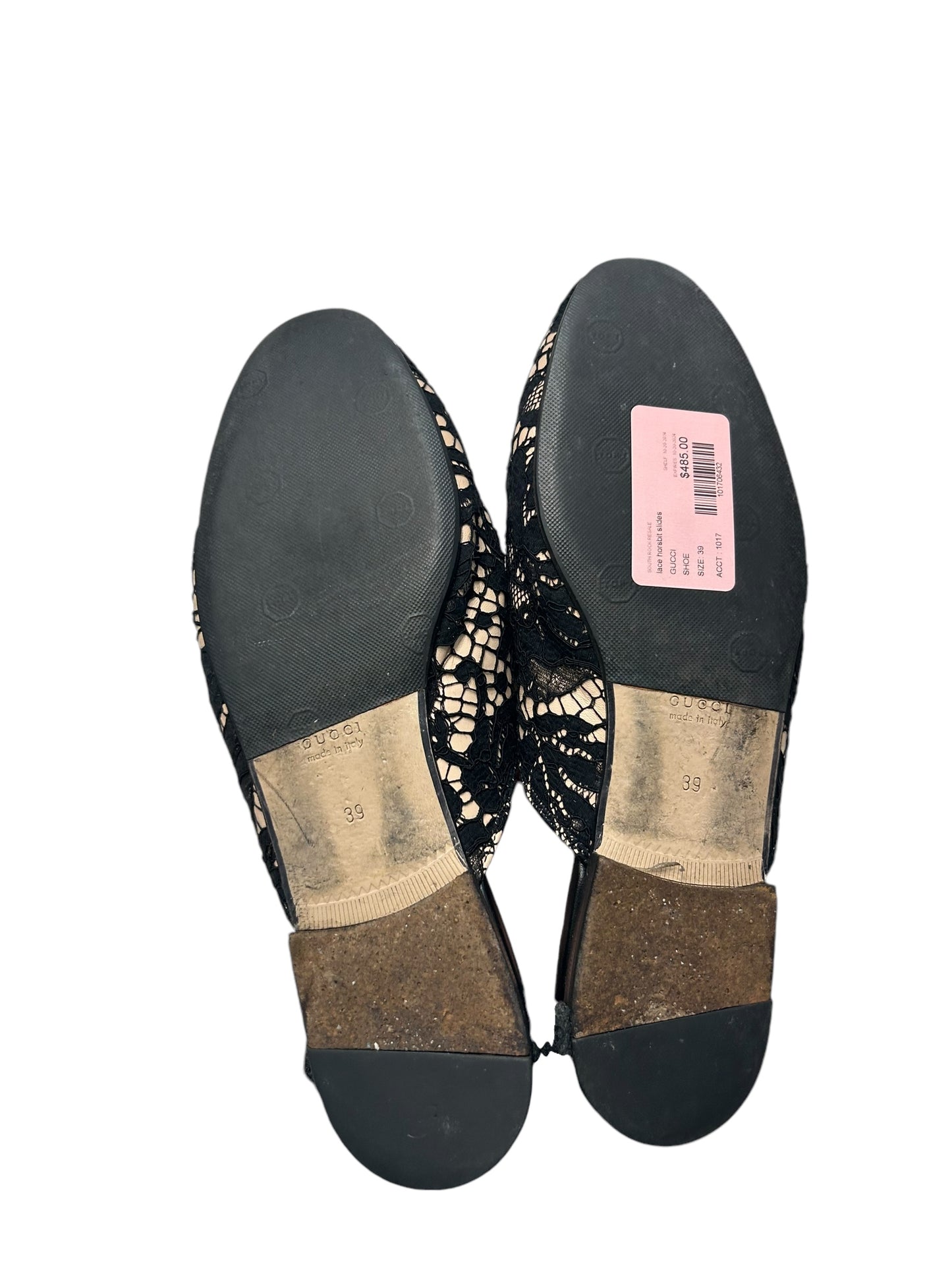 GUCCI Lace Horsbit Slides - Size 39