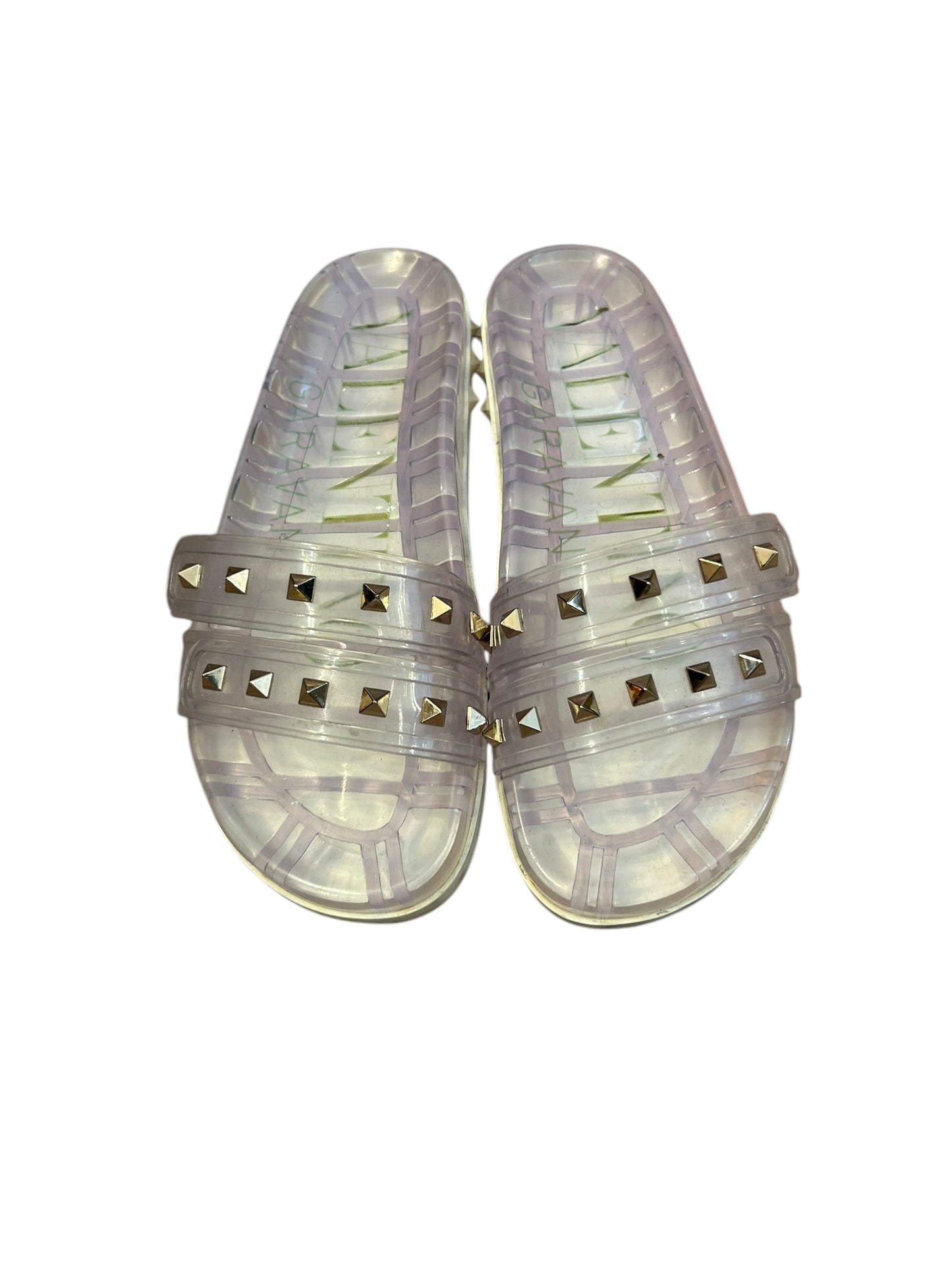 VALENTINO Clear Slides With Studs - Size 39