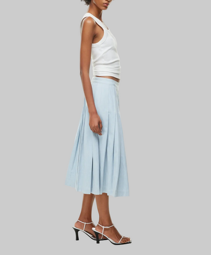 NEW* BABATON Pleated Denim Midi Skirt - Size 8