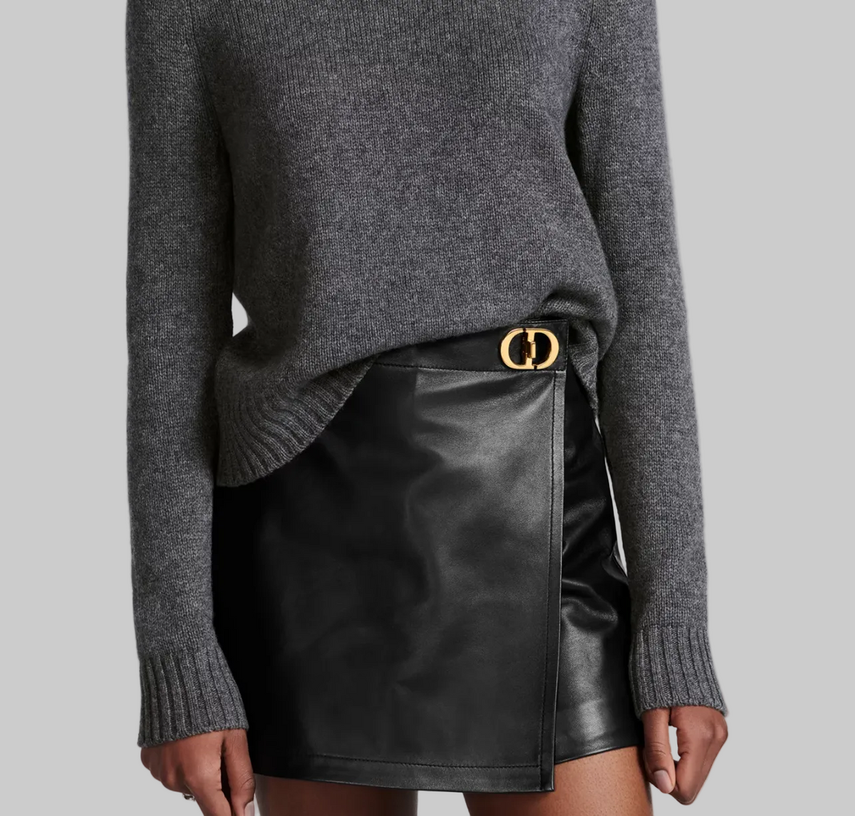 CHRISTIAN DIOR Leather Mini Skort With CD Buckle - Size 4