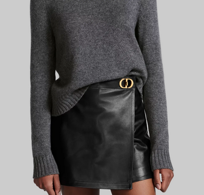 CHRISTIAN DIOR Leather Mini Skort With CD Buckle - Size 4