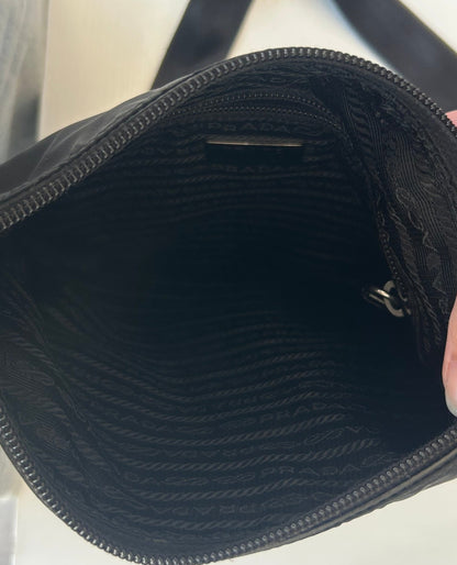 PRADA Black Tessuto Nylon Messenger Crossbody