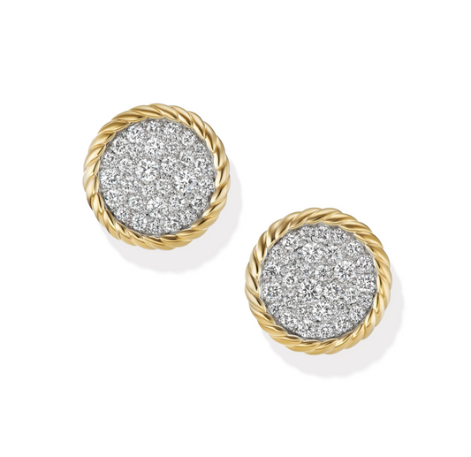 DAVID YURMAN Earrings 18k yellow gold and diamond button stud earrings