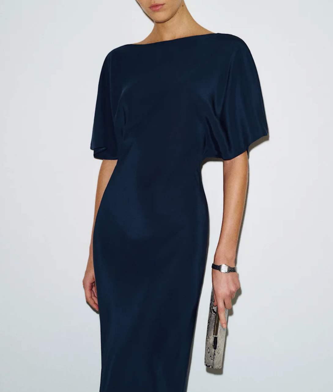 REFORMATION Caila Navy Silk Dress - Size M