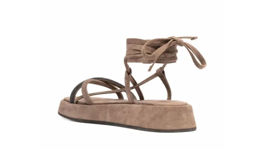 BRUNELLO CUCINELLI Ankle Tie Flatform Sandals - Size 40