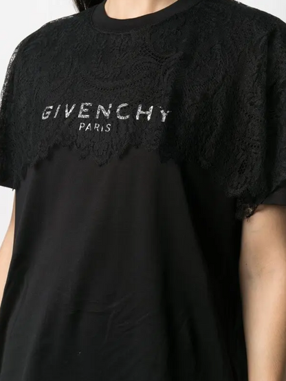 GIVENCHY Floral Lace Panel T-Shirt